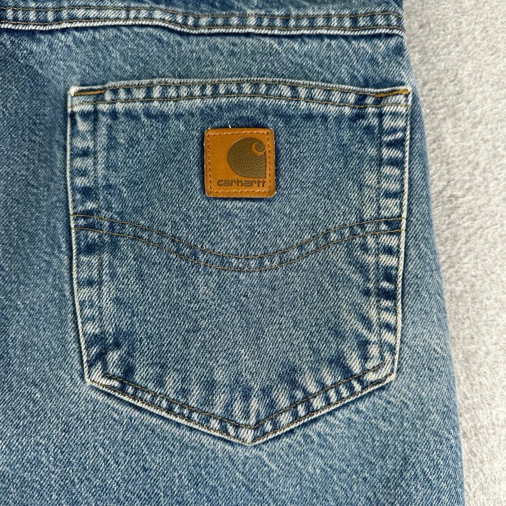 Vintage Carhartt Jeans Mens 36x30 B172 DST Relaxed Fit Blue Flannel Lined
